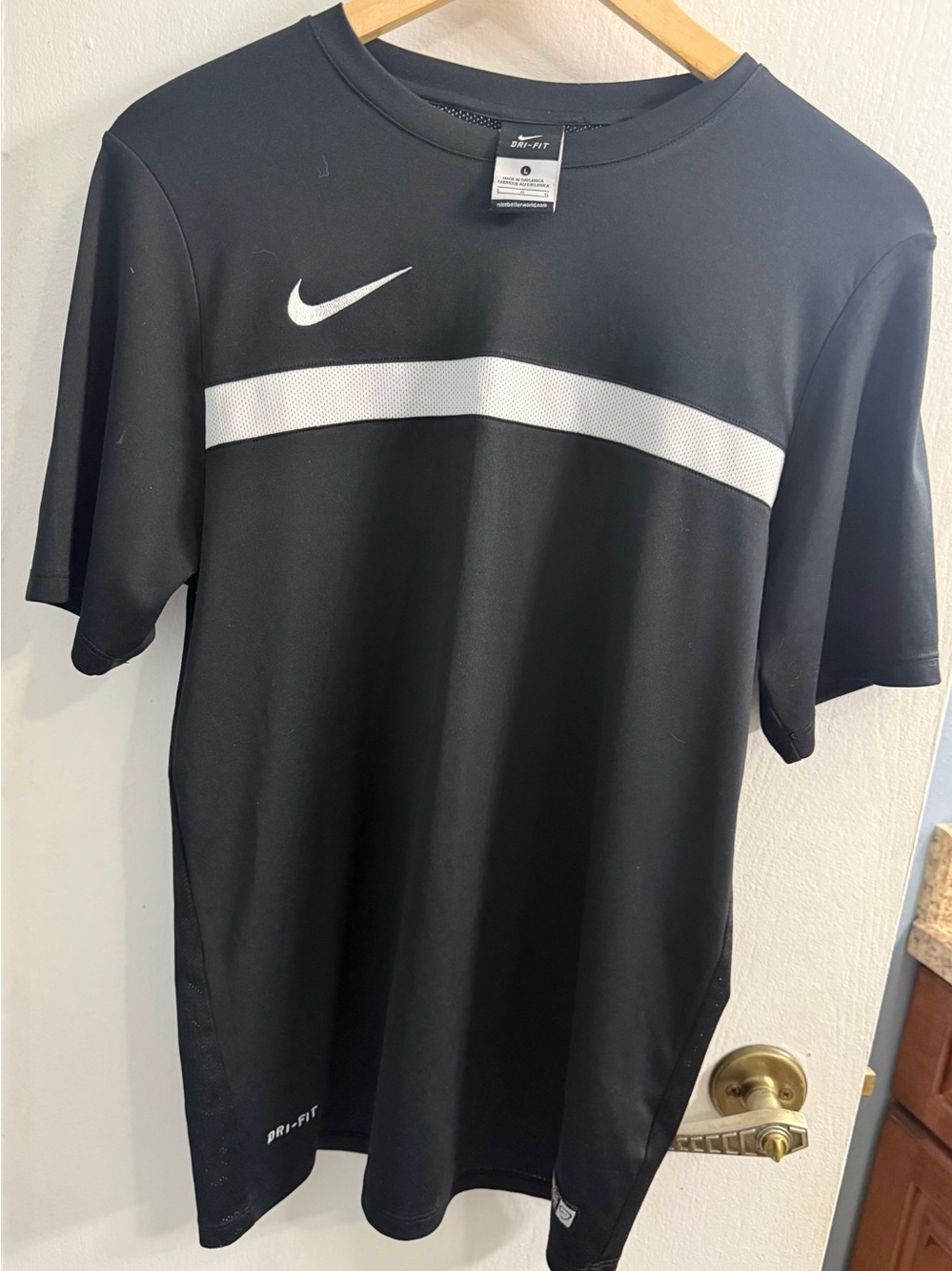 Nike blue Short-Sleeve Dri-FIT Tee with White Chest Stripe
